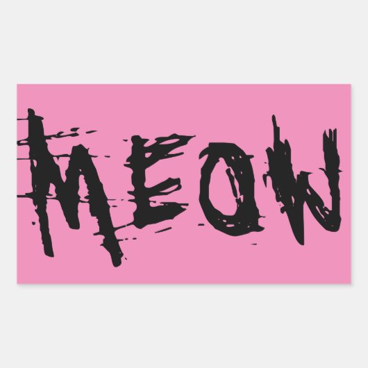 猫好き、MEOWスタンプ 長方形シール (正面)