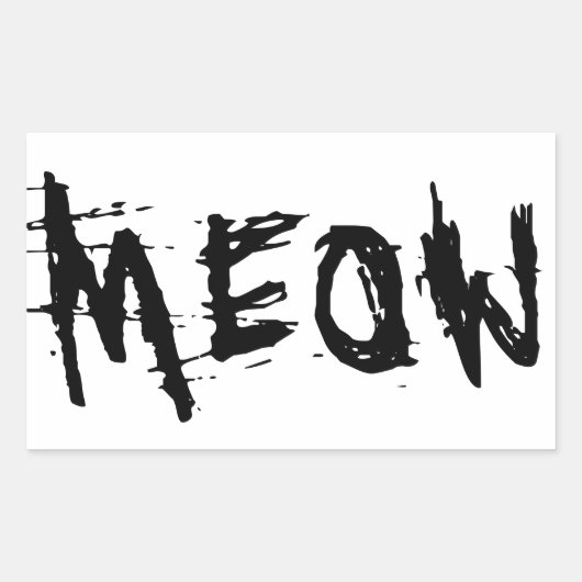 猫好き、MEOWスタンプ 長方形シール (正面)