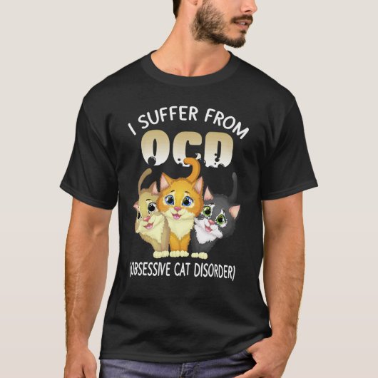 猫好き OCD 猫中毒 キテイ 猫バカ Tシャツ (正面)
