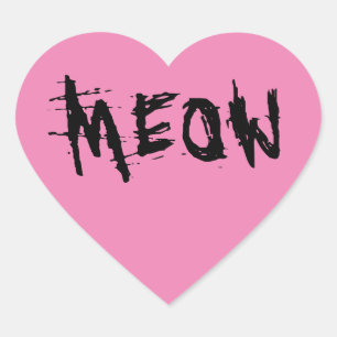 猫好き、PINK MEOWスタンプ ハートシール