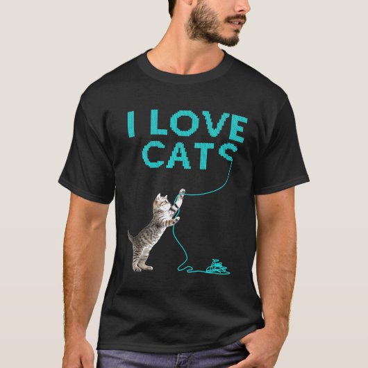 猫好きIアイディアおもしろい編み物クロシェ糸 Tシャツ (正面)