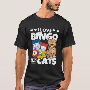 猫好きI Love Bingo And Cats賭博Bingo Pla Tシャツ