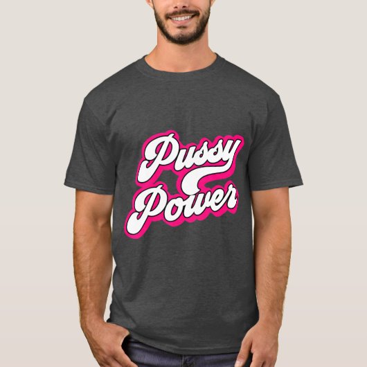 猫好きLGBとフェミニストのためのPussyパワー Tシャツ (正面)