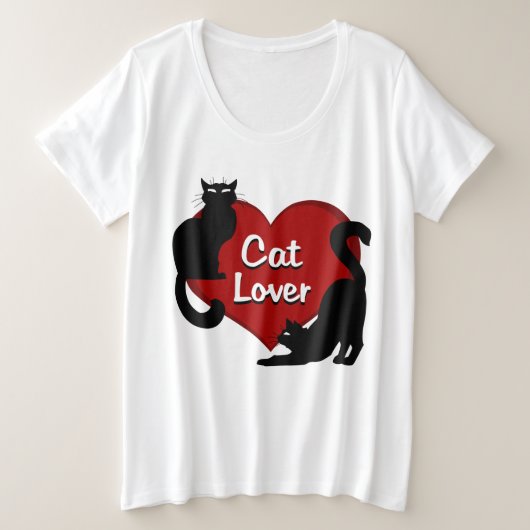猫好きTシャツウィメンズプラスサイズキャットシャツ プラスサイズTシャツ (デザイン正面)
