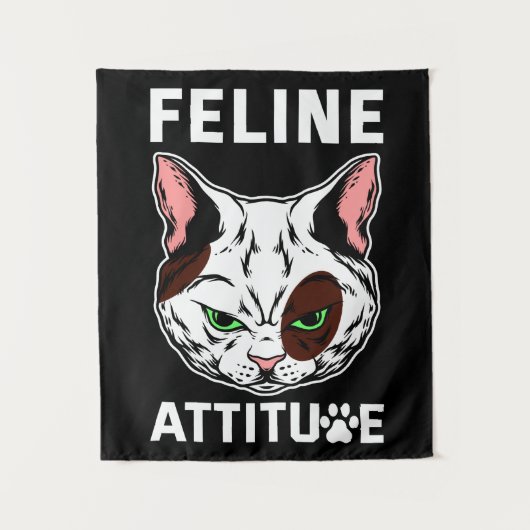猫姿勢猫ムードペットキャラクター タペストリー (正面)