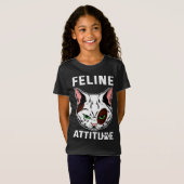 猫姿勢猫ムードペットキャラクター Tシャツ (正面フル)