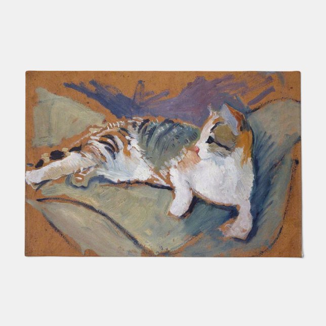 猫威厳があるMacke書式 ドアマット (正面)