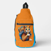 猫威厳のあるのシルエッ気にト スリングバッグ (正面)