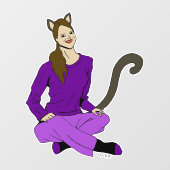 猫娘 ウィンドウサイン (シート)
