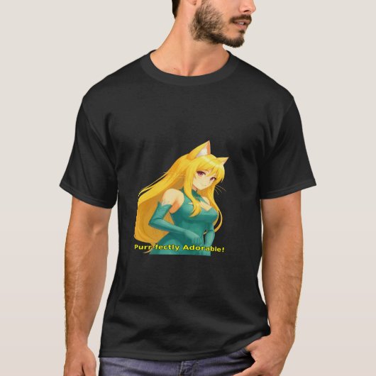 猫娘 愛 長い Tシャツ (正面)
