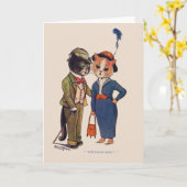 猫婚約グリーティングカード カード (黄色い花)