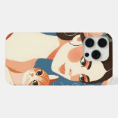 猫婦人グラフィックイラスト iPhoneケース (裏面横)