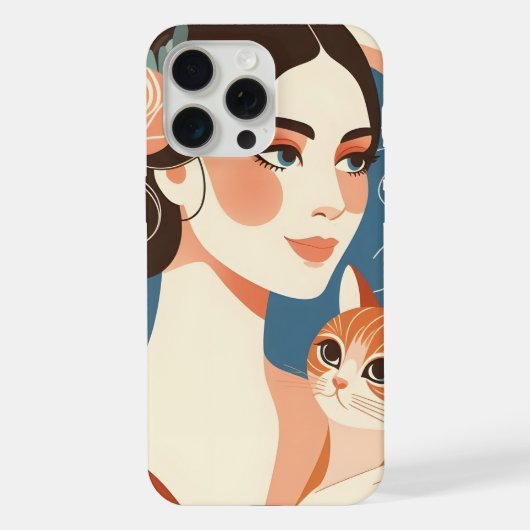 猫婦人グラフィックイラスト iPhoneケース (裏面)