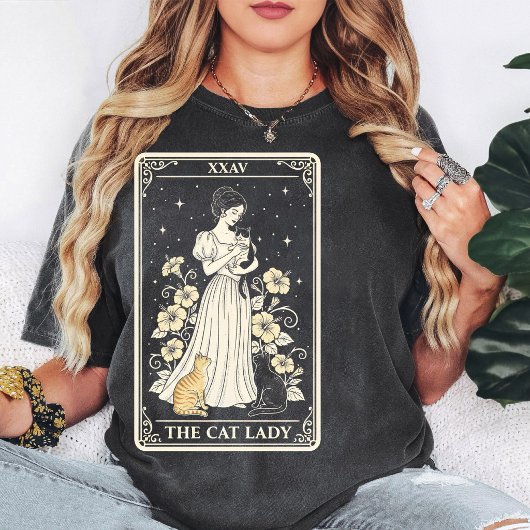 猫婦人タロットカードデザイン Tシャツ