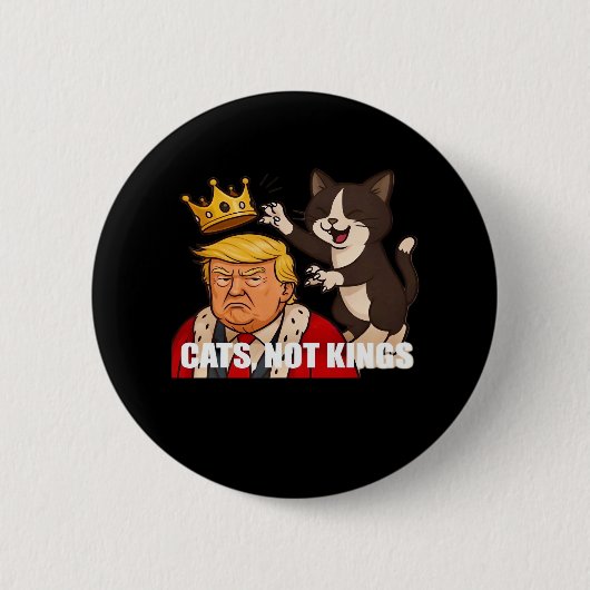 猫嫌いに捧ぐクラシックなNo Kingsデザイン 缶バッジ (正面)