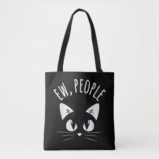 猫嫌いのためのおもしろTシャツ 人見知り猫 トートバッグ (正面)
