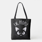 猫嫌いのためのおもしろTシャツ 人見知り猫 トートバッグ (裏面)
