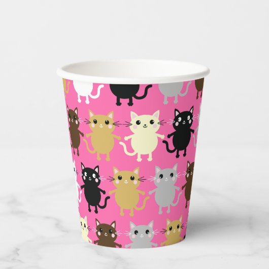 猫子供の誕生日パーティー 紙コップ (正面)