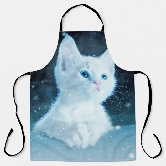 猫子猫の雪絵動物自然 エプロン (正面)