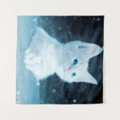猫子猫の雪絵動物自然 タペストリー (正面(横))