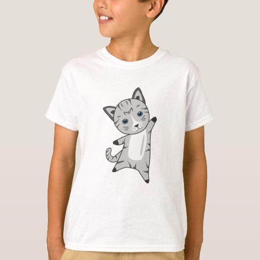 猫子猫グレー毛鼻可愛い動物 Tシャツ (正面)