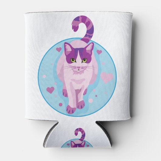 猫子猫ニャーピンクキッテンペルシャ猫 缶クーラー (正面)