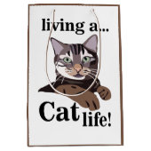 猫子猫動物愛好家 おもしろい ミディアムペーパーバッグ (正面)