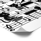 猫子猫遊ズミュージックノートクレフ、 音符記号ミュージシャンアートキャット ポスター (角)