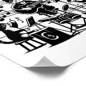 猫子猫遊ズミュージックノートクレフ、 音符記号ミュージシャンアートキャット ポスター (角)