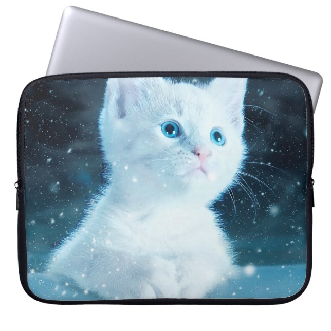 猫子猫雪芸術動物自然 ラップトップスリーブ (正面)