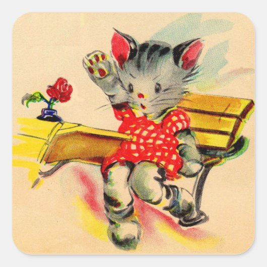 猫学生 スクエアシール (正面)