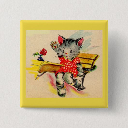 猫学生 缶バッジ (正面)