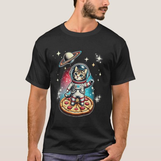 猫宇宙ギフトキャットママキャットパパ宇宙飛行士キャットピッツ Tシャツ (正面)