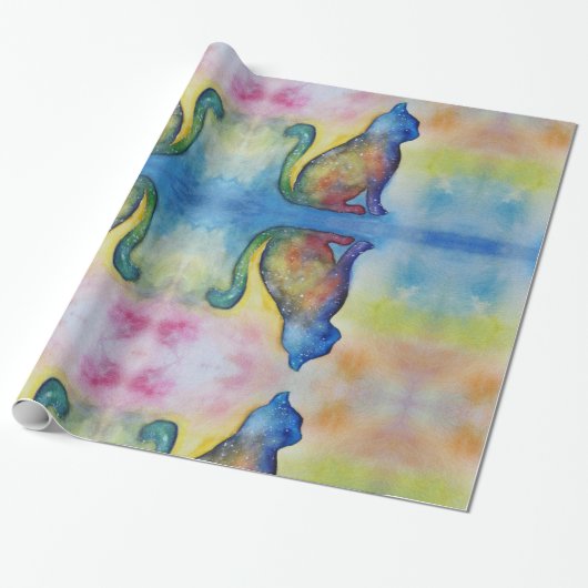 猫宇宙光沢ラッピング紙、30 x 6 ft ラッピングペーパー (アンロールド)