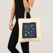 猫宇宙宇宙飛行士ロケット迷路パズル謎 トートバッグ (正面(商品))
