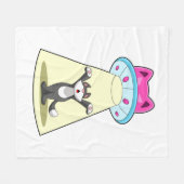 猫宇宙船 フリースブランケット (正面(横))