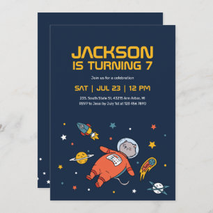 猫宇宙飛行士の宇宙子供の誕生日 招待状