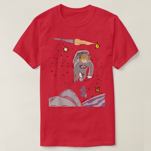 猫宇宙飛行士スターキャット宇宙アストロキャットT Tシャツ (デザイン正面)