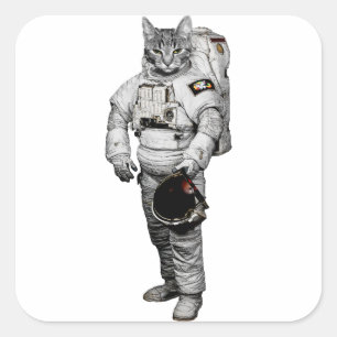 猫宇宙飛行士ステッカー スクエアシール