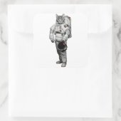 猫宇宙飛行士ステッカー スクエアシール (バッグ)