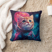 猫宇宙飛行士ピンク宇宙 クッション (ブランケット)