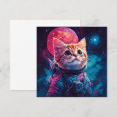 猫宇宙飛行士ピンク宇宙 招待状 (正面/裏面)