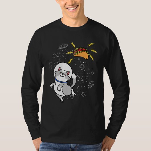 猫宇宙飛行士宇宙銀河系タコメキシコ食品 Tシャツ (正面)