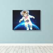 猫宇宙飛行士宇宙 キャンバスプリント (インサイチュ (ウッドフロア))