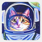 猫宇宙飛行士宇宙 スクエアシール (正面)