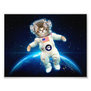 猫宇宙飛行士宇宙 フォトプリント