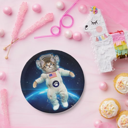 猫宇宙飛行士宇宙 ペーパープレート (パーティー)