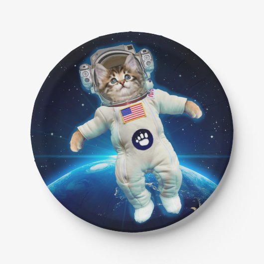 猫宇宙飛行士宇宙 ペーパープレート (正面)