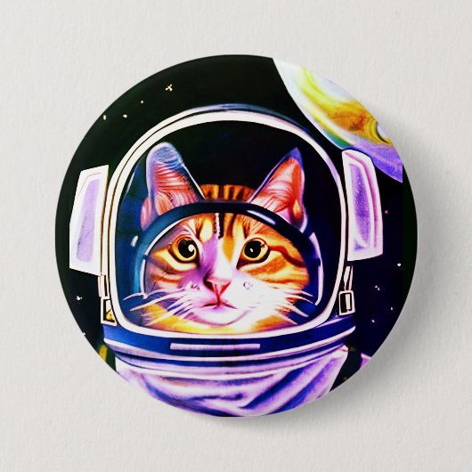 猫宇宙飛行士宇宙 缶バッジ (正面)