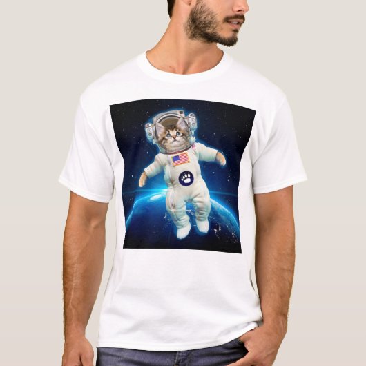 猫宇宙飛行士宇宙 Tシャツ (正面)